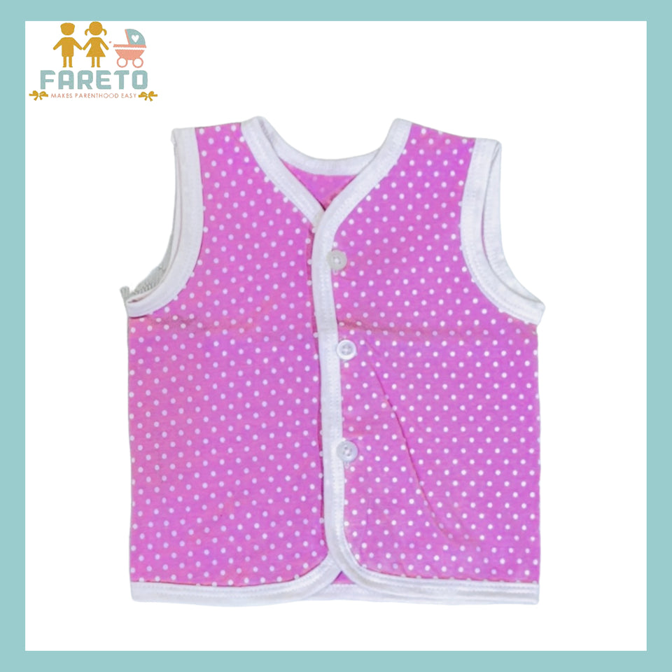 FARETO New Born Baby Cotton Vest (Multicolour, 0-3 Months) - Set of 6