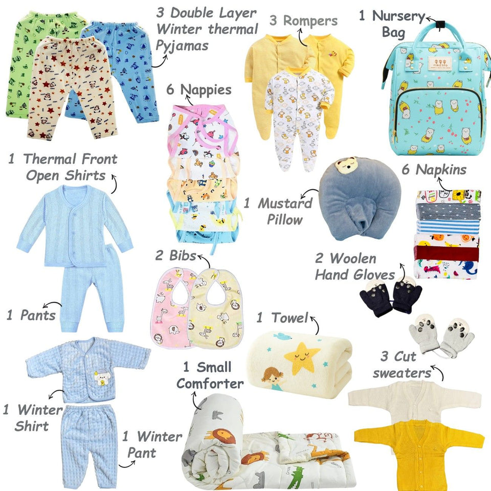 FARETO NEW BORN BABY PREMIUM QUALITY PURELY WINTER ESSENTIALS 99 IN 1 ( 0-6MONTHS)_NURSERY BAG(F479)