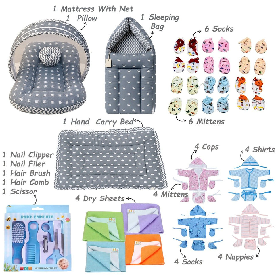 FARETO NEW BORN BABY PREMIUM QUALITY PURELY WINTER ESSENTIALS 99 IN 1 ( 0-6MONTHS)_NURSERY BAG(F479)