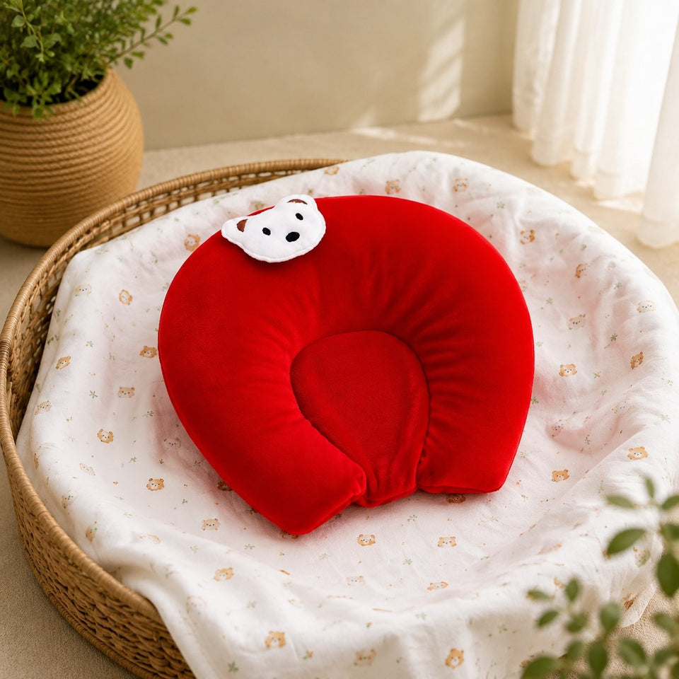 Fareto New Born Baby U-Shaped Super Soft Mustard Pillow(0-3 Months)(L-25CM, B-25CM)(F209)