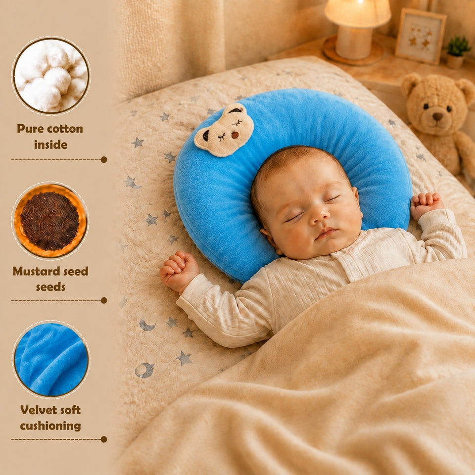 Fareto New Born Baby U-Shaped Super Soft Mustard Pillow(0-3 Months)(L-25CM, B-25CM)(F204)