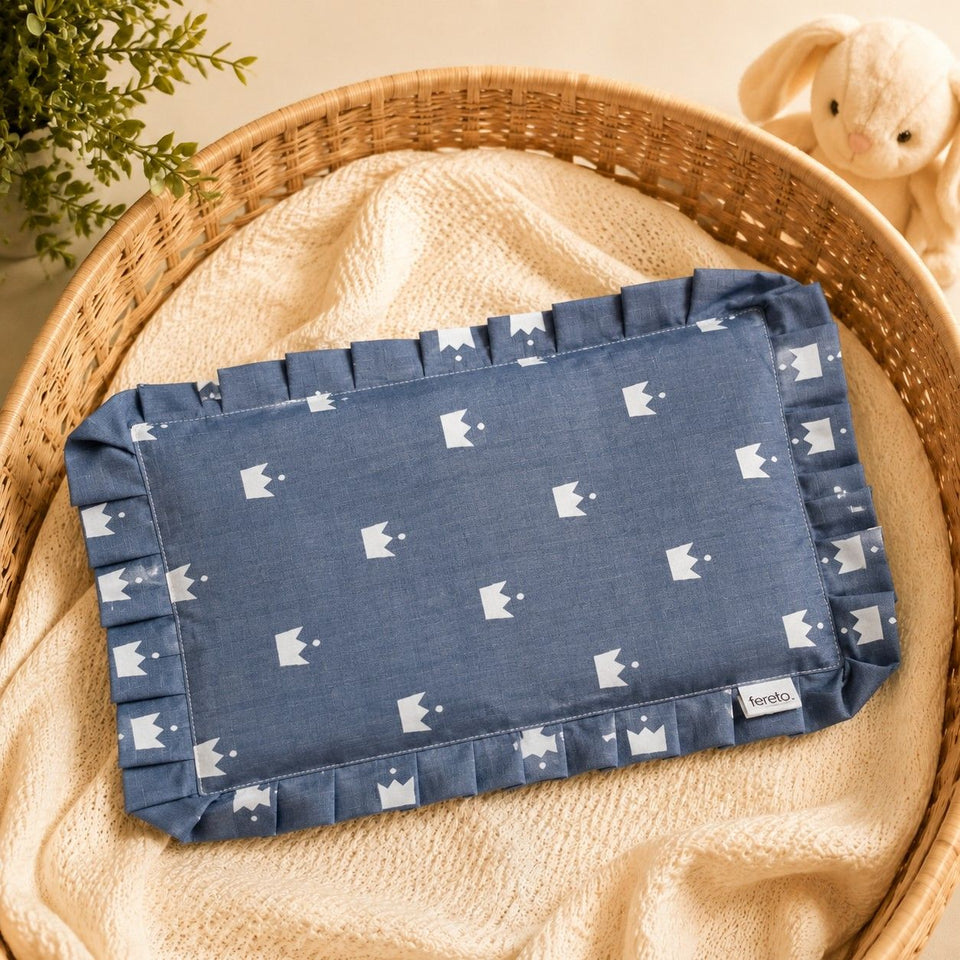 Fareto new born baby super soft cover mustard filling pillow for round head(0-1 YEAR)(F347)