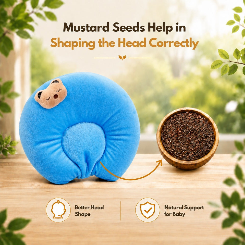 Fareto New Born Baby U-Shaped Super Soft Mustard Pillow(0-3 Months)(L-25CM, B-25CM)(F204)