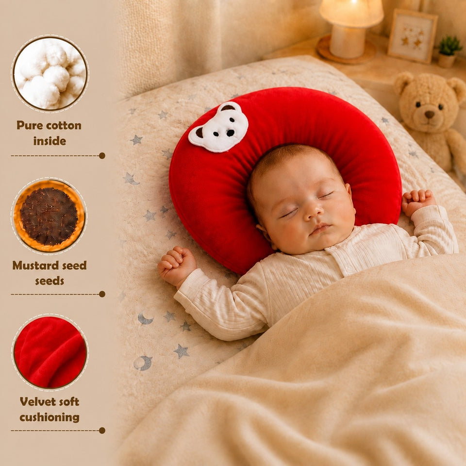 Fareto New Born Baby U-Shaped Super Soft Mustard Pillow(0-3 Months)(L-25CM, B-25CM)(F209)