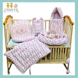 Fareto Complete Bedding Set essentials Combo For Baby (0-6 Months)(Cloud Line Pink)