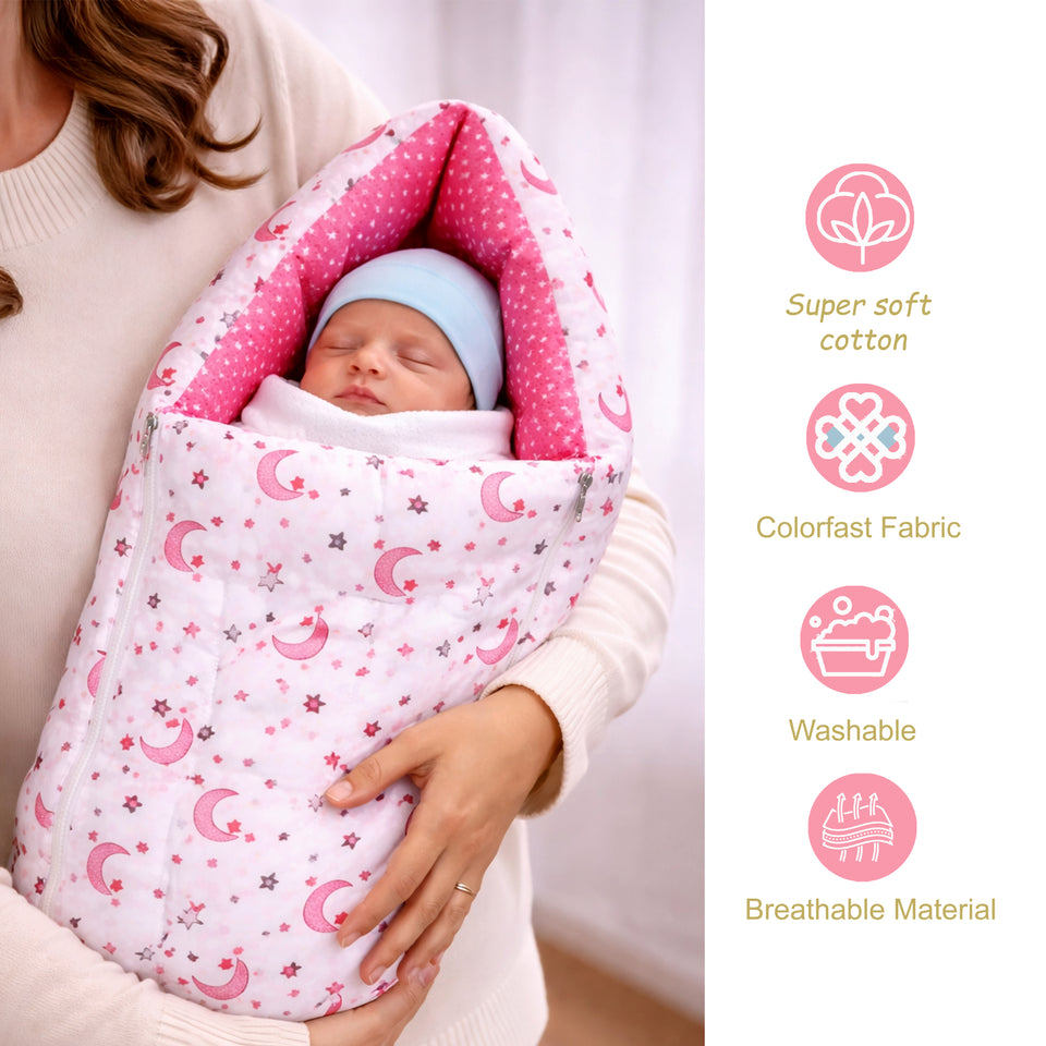 Fareto Combo of Baby Bed with Net | Carry Bag | 4 Pcs Bedding Set (0-6 Months)(F161)