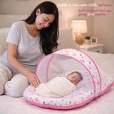 Fareto Combo of Baby Bed with Net | Carry Bag | 4 Pcs Bedding Set (0-6 Months)(F161)