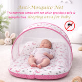 Fareto Combo of Baby Bed with Net | Carry Bag | 4 Pcs Bedding Set (0-6 Months)(F161)