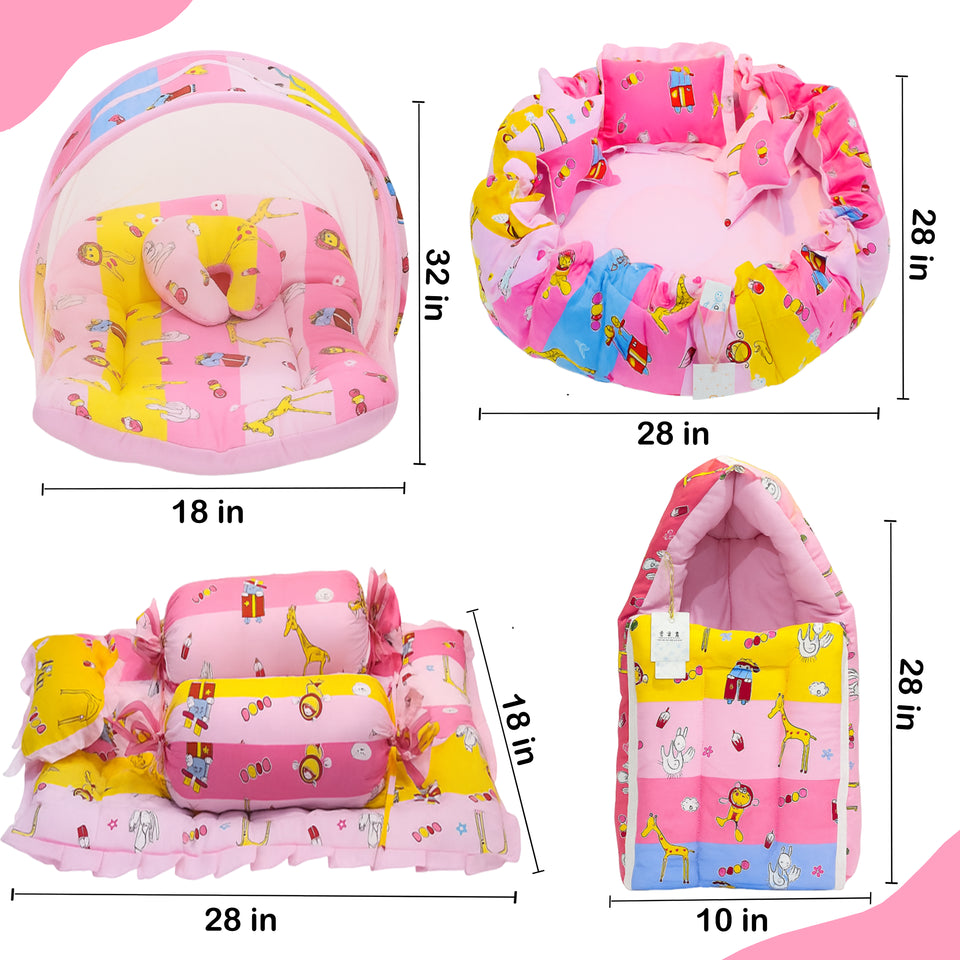 Fareto Complete Bedding Set essentials Combo For Baby (0-6 Months)(Pink_Giraffe)(F629)
