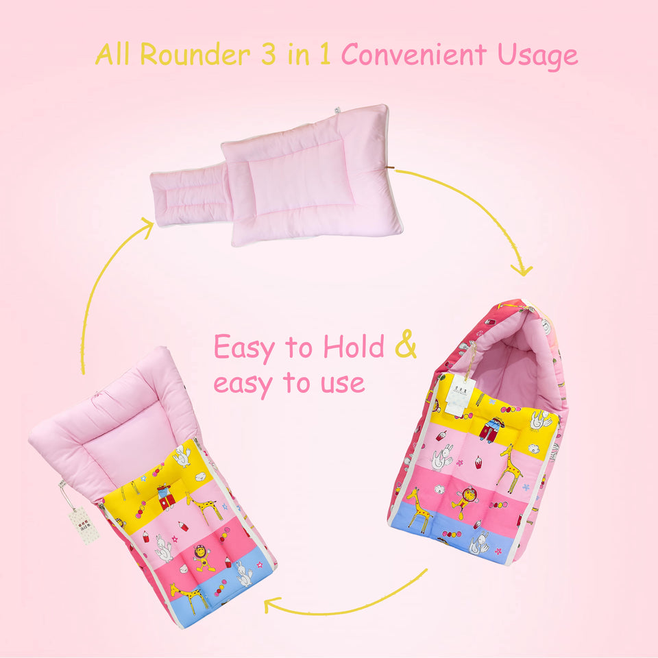 Fareto Complete Bedding Set essentials Combo For Baby (0-6 Months)(Pink_Giraffe)