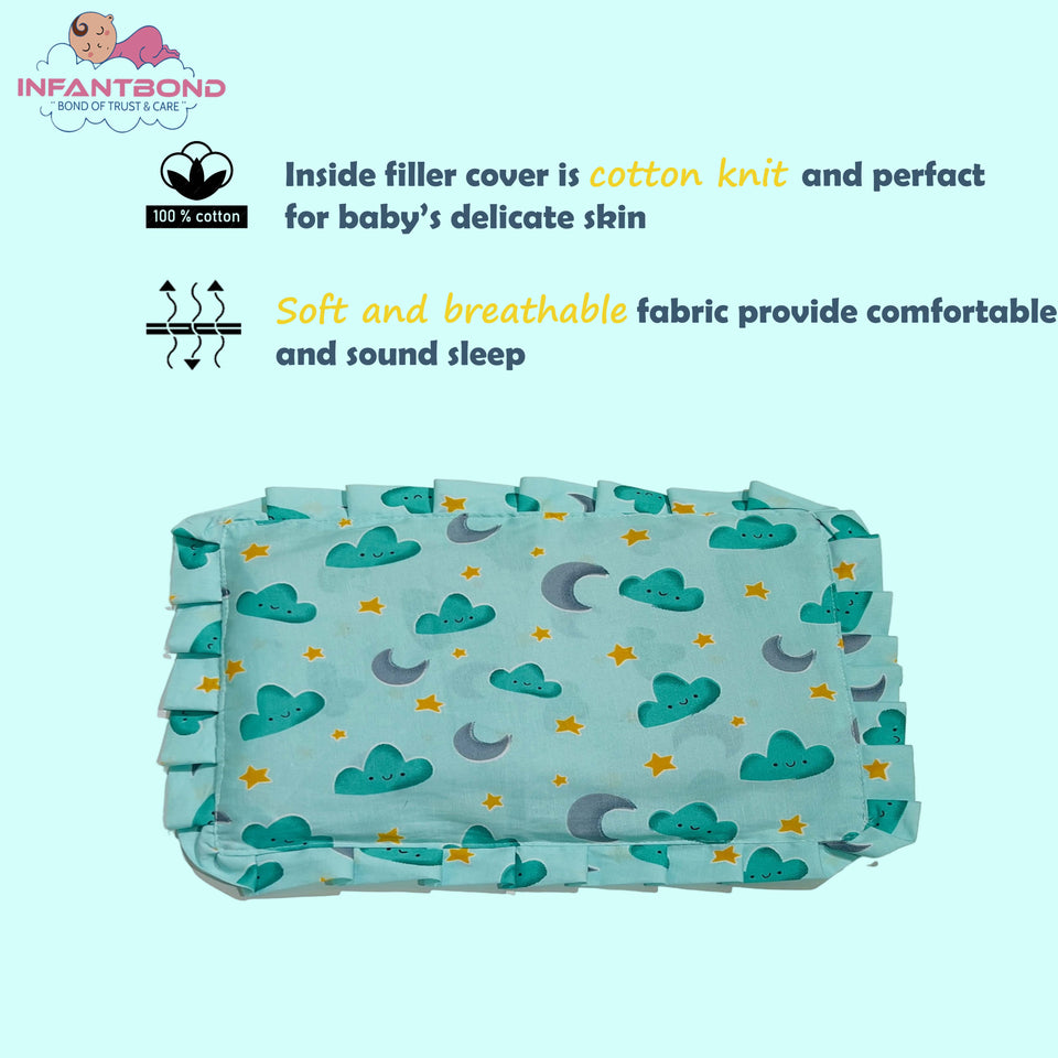 Fareto new born baby super soft cover mustard filling pillow for round head(0-1 YEAR)