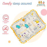 Fareto new born baby super soft cover mustard filling pillow for round head(0-1 YEAR)