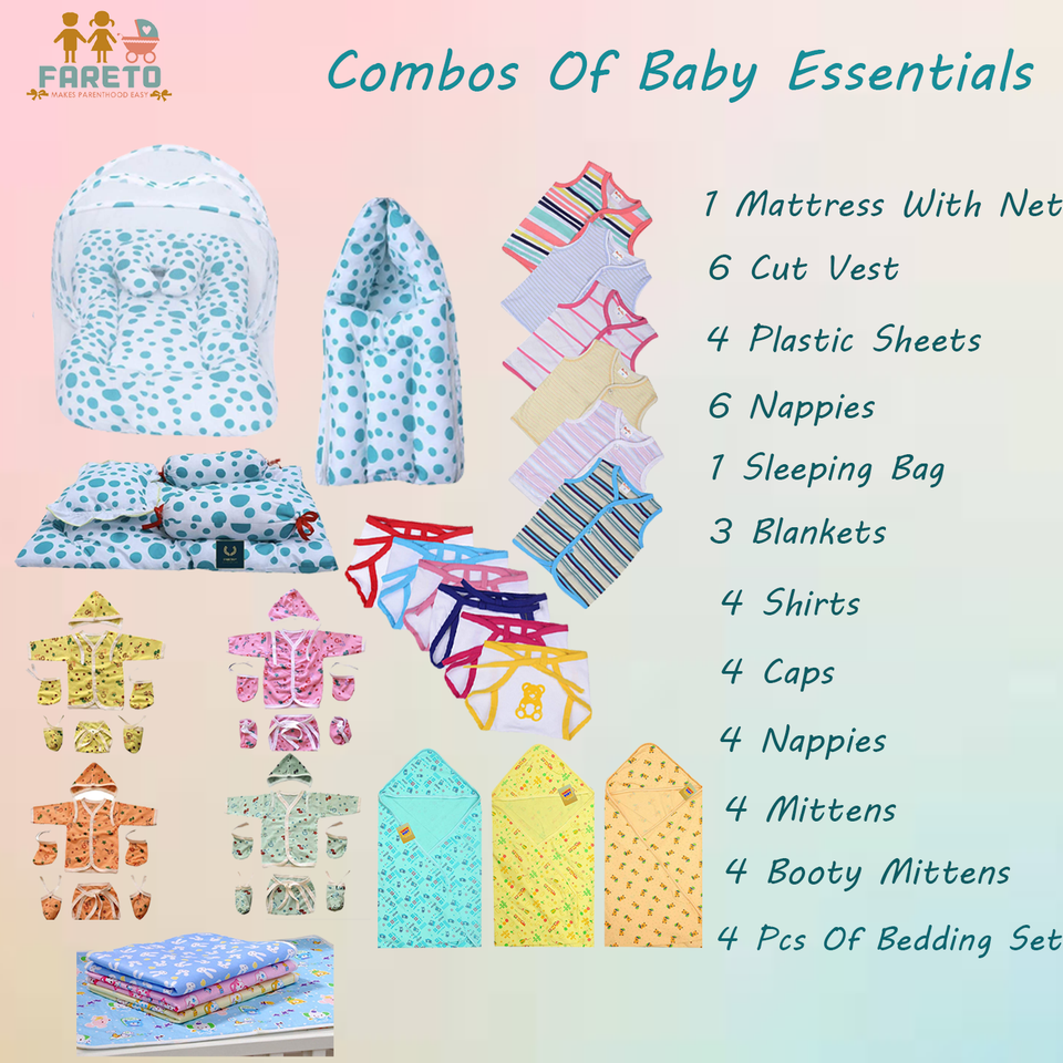 Fareto 45 in 1 New Born Baby Complete Daily Essentials | Gift Pack | Combo Set | (0-3 Months)