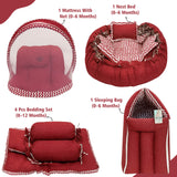 Fareto Complete Bedding Set essentials Combo For Baby (0-6 Months)(Red Polka)(F422)