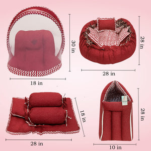Fareto Complete Bedding Set essentials Combo For Baby (0-6 Months)(Red Polka)