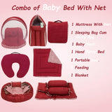 Fareto Baby bedding Essentials 1 Nest | 1 Mattress with net | 1 Carry bed | 1 Bolster set | 1 Carry bag | 1 Portable bed | 1 Feeding pillow | 1 Blanket (0-6M)