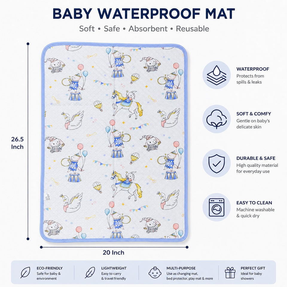 Fareto Muslin Waterproof Mat Soft Sheet – Breathable, Washable & Skin-Friendly Mattress Protector, Heavy Quality, 26.5 × 20 Inch Pack of 1  (F624)