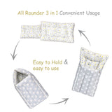 Fareto 3 in 1 Baby Bed, Sleeping Bag & Carry Nest, Cotton Baby Bedding for New Born (0-6 Months) (Lightweight), Pack of 1(F500)