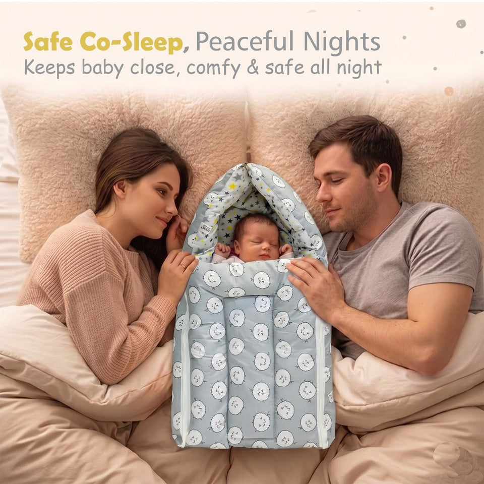 Fareto 3 in 1 Baby Bed, Sleeping Bag & Carry Nest, Cotton Baby Bedding for New Born (0-6 Months) (Lightweight), Pack of 1(F500)