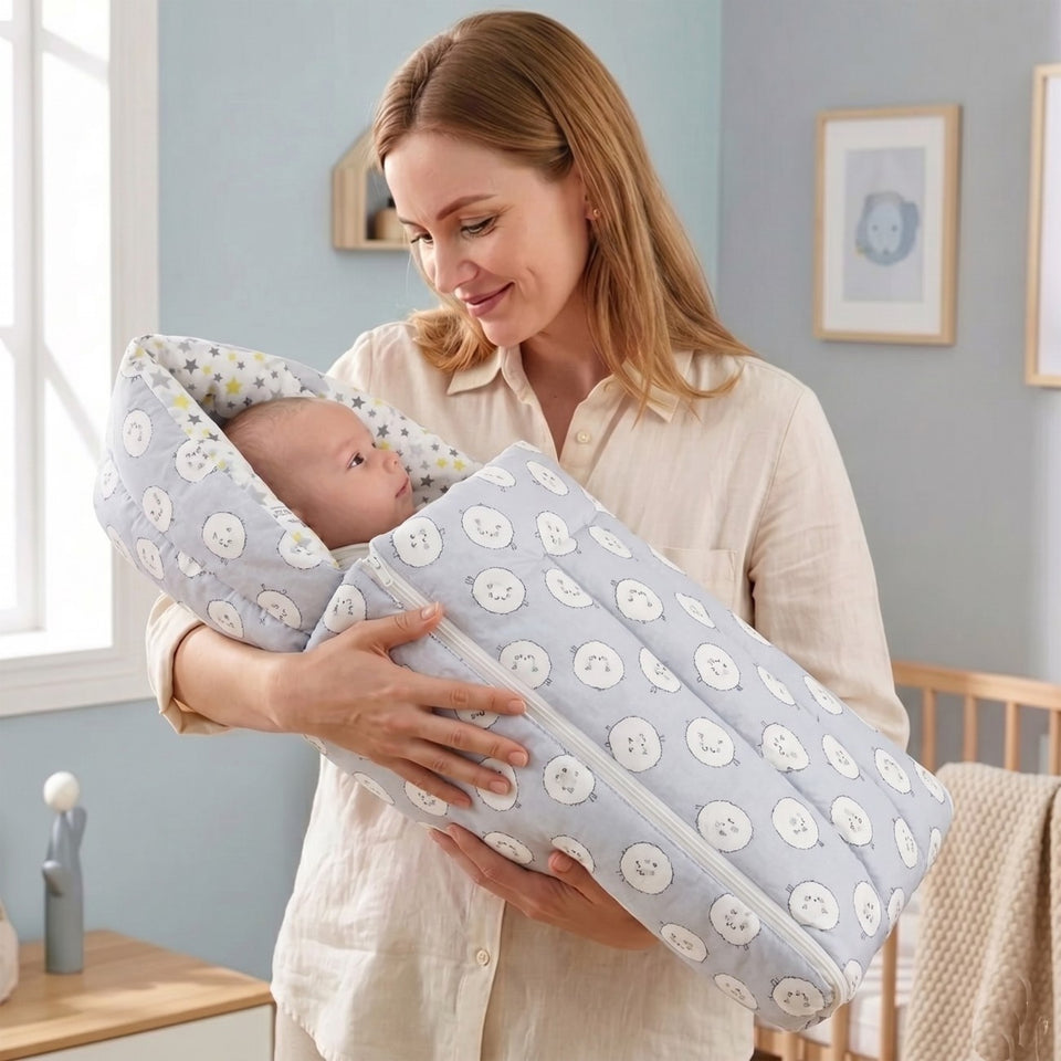 Fareto 3 in 1 Baby Bed, Sleeping Bag & Carry Nest, Cotton Baby Bedding for New Born (0-6 Months) (Lightweight), Pack of 1(F500)