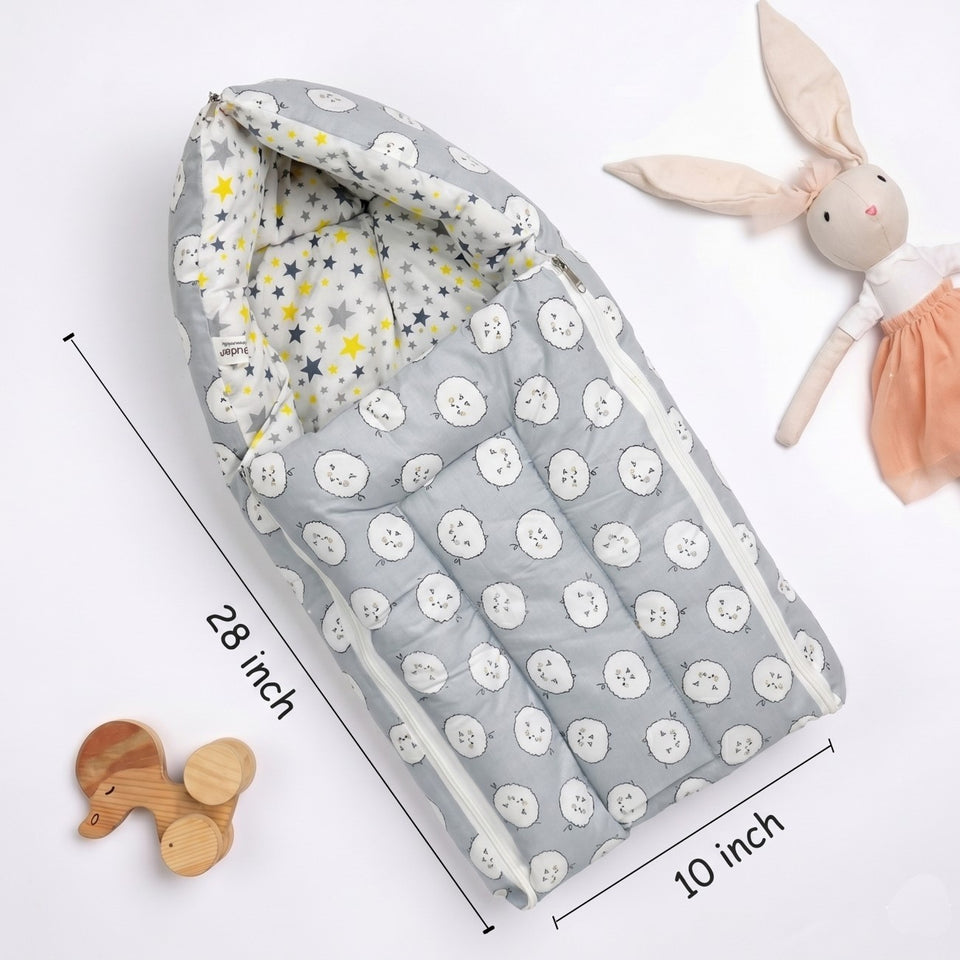 Fareto 3 in 1 Baby Bed, Sleeping Bag & Carry Nest, Cotton Baby Bedding for New Born (0-6 Months) (Lightweight), Pack of 1(F500)