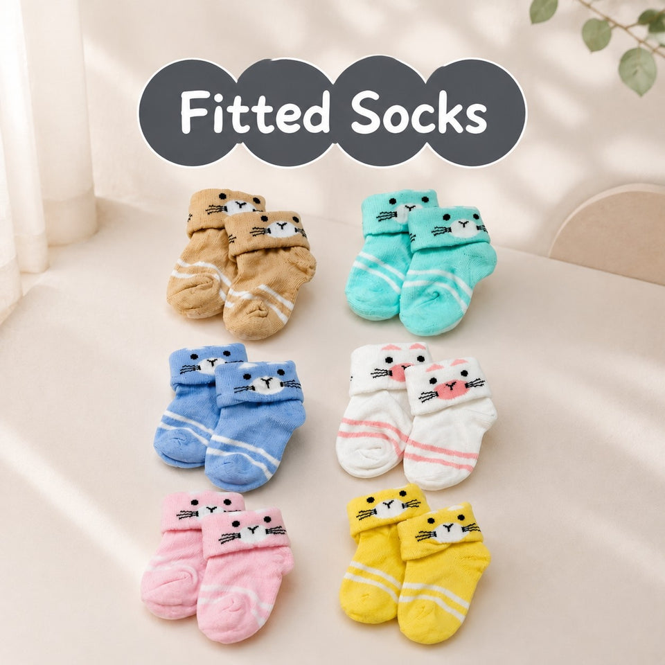 Fareto new born baby premium ultra soft socks for baby pack of 6 (0-12 months)F405