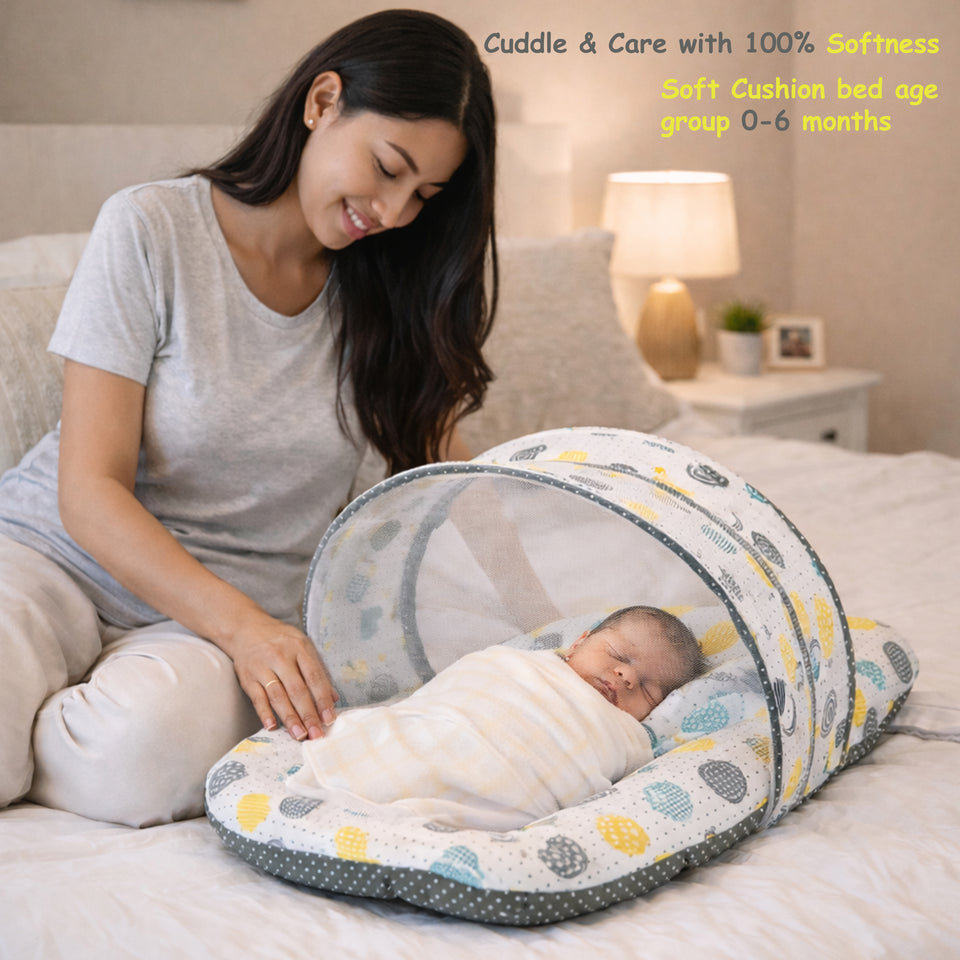 FARETO COMPLETE BEDDING SET ESSENTIALS COMBO FOR BABY (0-6 MONTHS)(GREY SPIRAL)(F319)