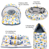 FARETO COMPLETE BEDDING SET ESSENTIALS COMBO FOR BABY (0-6 MONTHS)(GREY SPIRAL)(F319)