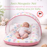 FARETO COMBO OF BABY MATTRESS WITH NET | SLEEPING BAG | 4 PCS BEDDING SET(0-6 MONTHS)(PEACH SPIRAL)(F323)