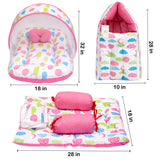 FARETO COMBO OF BABY MATTRESS WITH NET | SLEEPING BAG | 4 PCS BEDDING SET(0-6 MONTHS)(PEACH SPIRAL)(F323)