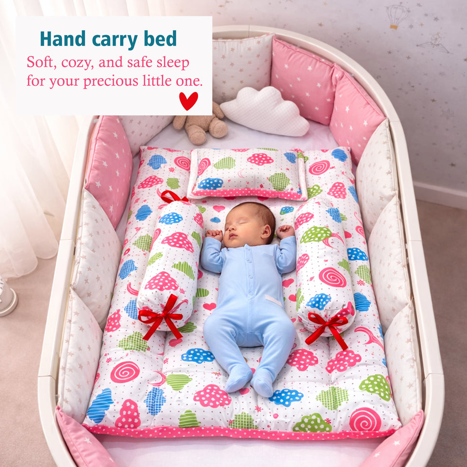 FARETO COMPLETE BEDDING SET ESSENTIALS COMBO FOR BABY (0-6 MONTHS)(PEACH SPIRAL)(F320)