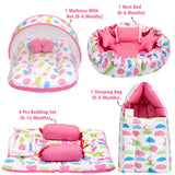 FARETO COMPLETE BEDDING SET ESSENTIALS COMBO FOR BABY (0-6 MONTHS)(PEACH SPIRAL)(F320)