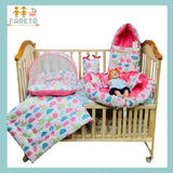 FARETO COMPLETE BEDDING SET ESSENTIALS COMBO FOR BABY (0-6 MONTHS)(PEACH SPIRAL)