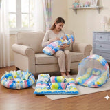 FARETO COMPLETE BEDDING SET ESSENTIALS COMBO FOR BABY (0-6 MONTHS)(New-Star-Blue)(F572)