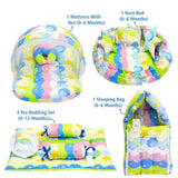 FARETO COMPLETE BEDDING SET ESSENTIALS COMBO FOR BABY (0-6 MONTHS)(New-Star-Blue)(F572)