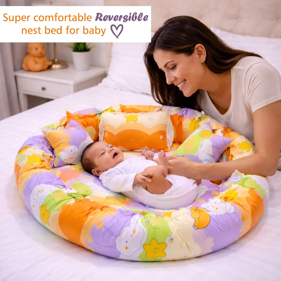 FARETO COMPLETE BEDDING SET ESSENTIALS COMBO FOR BABY (0-6 MONTHS)(New-Star-Blue)(F572)