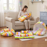 FARETO COMPLETE BEDDING SET ESSENTIALS COMBO FOR BABY (0-6 MONTHS)(New-Star-Blue)(F572)