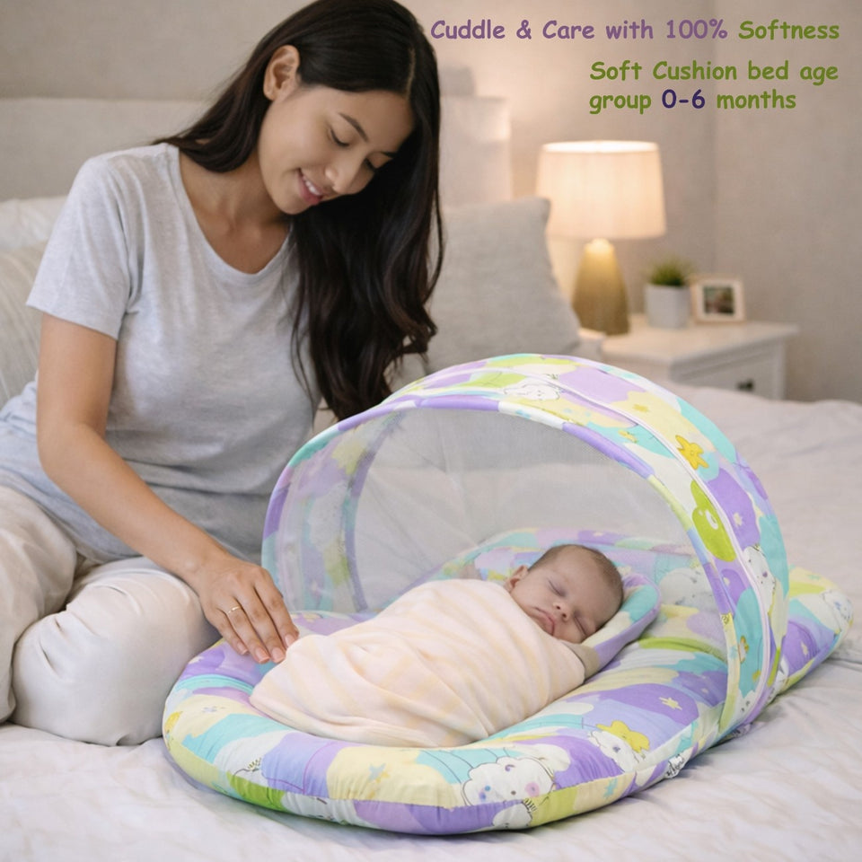 FARETO COMPLETE BEDDING SET ESSENTIALS COMBO FOR BABY (0-6 MONTHS)(New-Star-Blue)(F572)