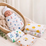 Fareto Premium 100% Cotton Muslin Baby Swaddle Wrap | Soft & Breathable Newborn Swaddle Blanket | 105 × 95 cm | 0–12 Months | Pack of 1 | White Print(F798)