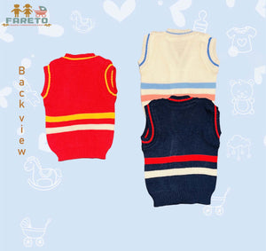 Fareto New Born Baby Sleeveless Sweater | Inner wear Sweater (0-2M)(Pack of 3)(Note: Colours & Designs May Vary)