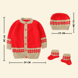 Fareto Baby Handmade Woolen Baby Sweater Set with Cap & Booties | Warm Winter Wear for Newborns (0-12 Months)