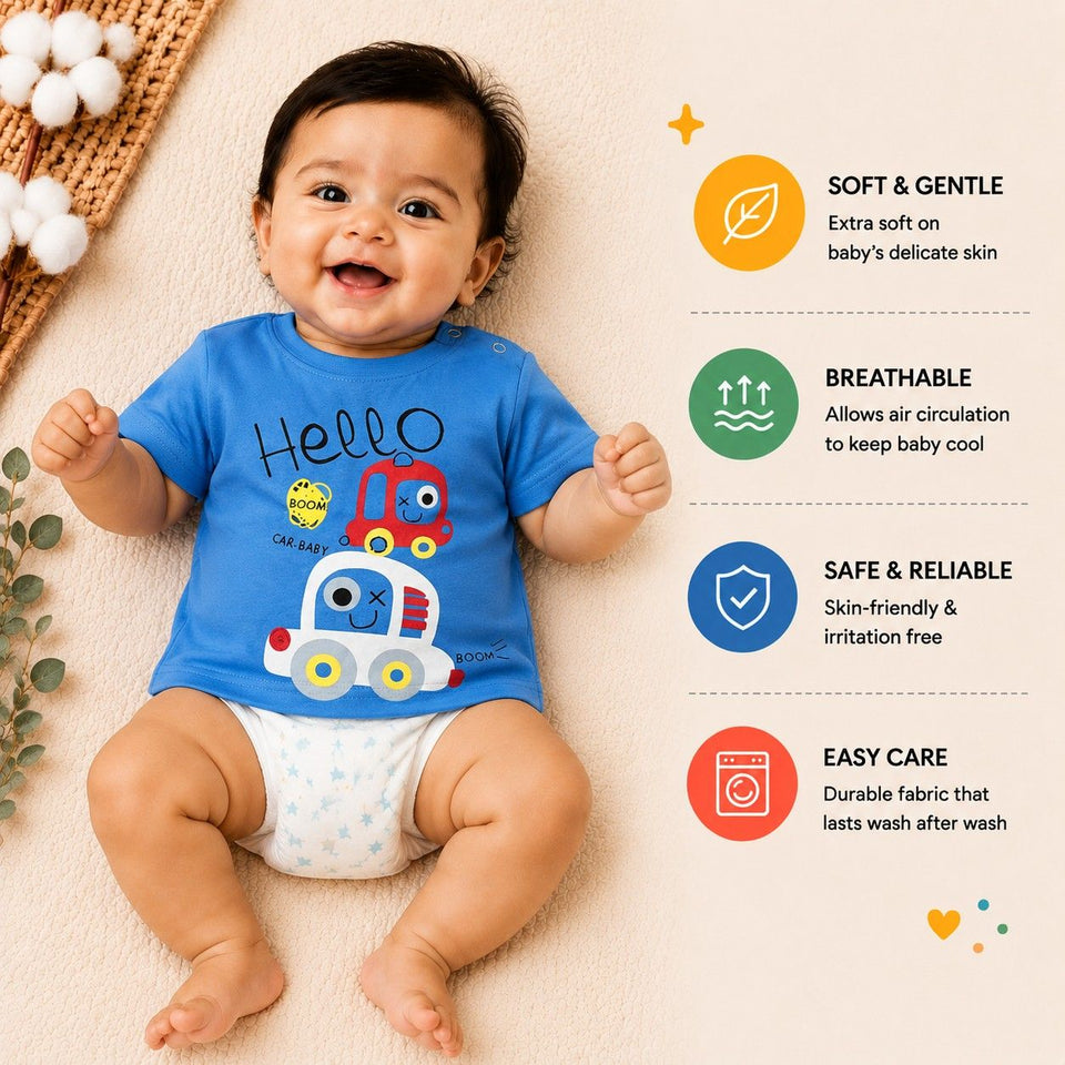 Fareto Baby's & Kid's 100% Cotton Half Sleeves T-Shirt(Pack of 3)(F65)