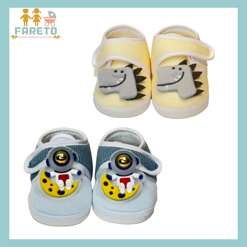 Fareto New Born Baby Boys and Girls Causal Shoes(Pack of 2)(0-6 )(Note: Colours & Designs May Vary)