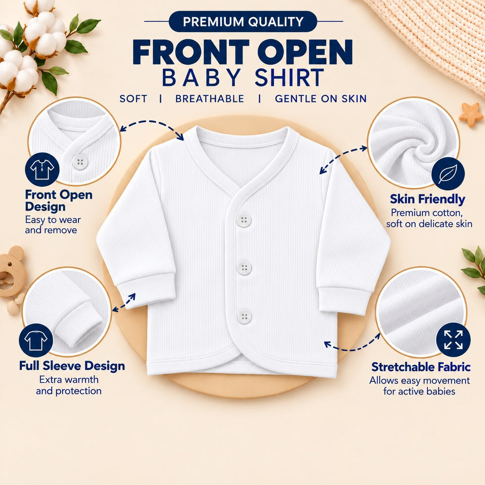 Fareto Baby Premium Winter Thermal Set | Front Open Full Sleeve Shirt & Pant | Soft, Warm & Comfortable | Pack of 2(F811)