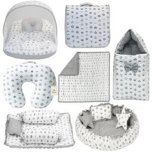 Fareto Baby bedding Essentials 1 Nest | 1 Mattress with net | 1 Carry bed | 1 Bolster set | 1 Carry bag | 1 Portable bed | 1 Feeding pillow | 1 Blanket (0-6M)