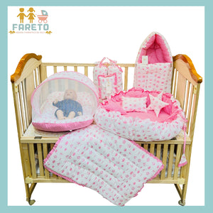 FARETO COMPLETE BEDDING SET ESSENTIALS COMBO FOR BABY (0-6 MONTHS)( TAJ  )