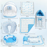 Fareto Baby bedding Essentials 1 Nest | 1 Mattress with net | 1 Carry bed | 1 Bolster set | 1 Carry bag | 1 Portable bed | 1 Feeding pillow | 1 Blanket (0-6M)