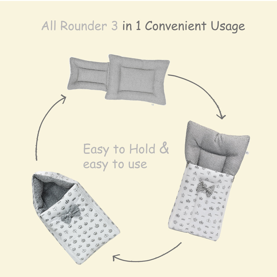 Fareto Baby bedding Essentials 1 Nest | 1 Mattress with net | 1 Carry bed | 1 Bolster set | 1 Carry bag | 1 Portable bed | 1 Feeding pillow | 1 Blanket (0-6M)