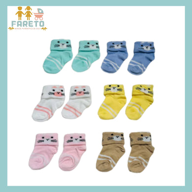 Fareto new born baby premium ultra soft socks for baby pack of 6 (0-3 months)