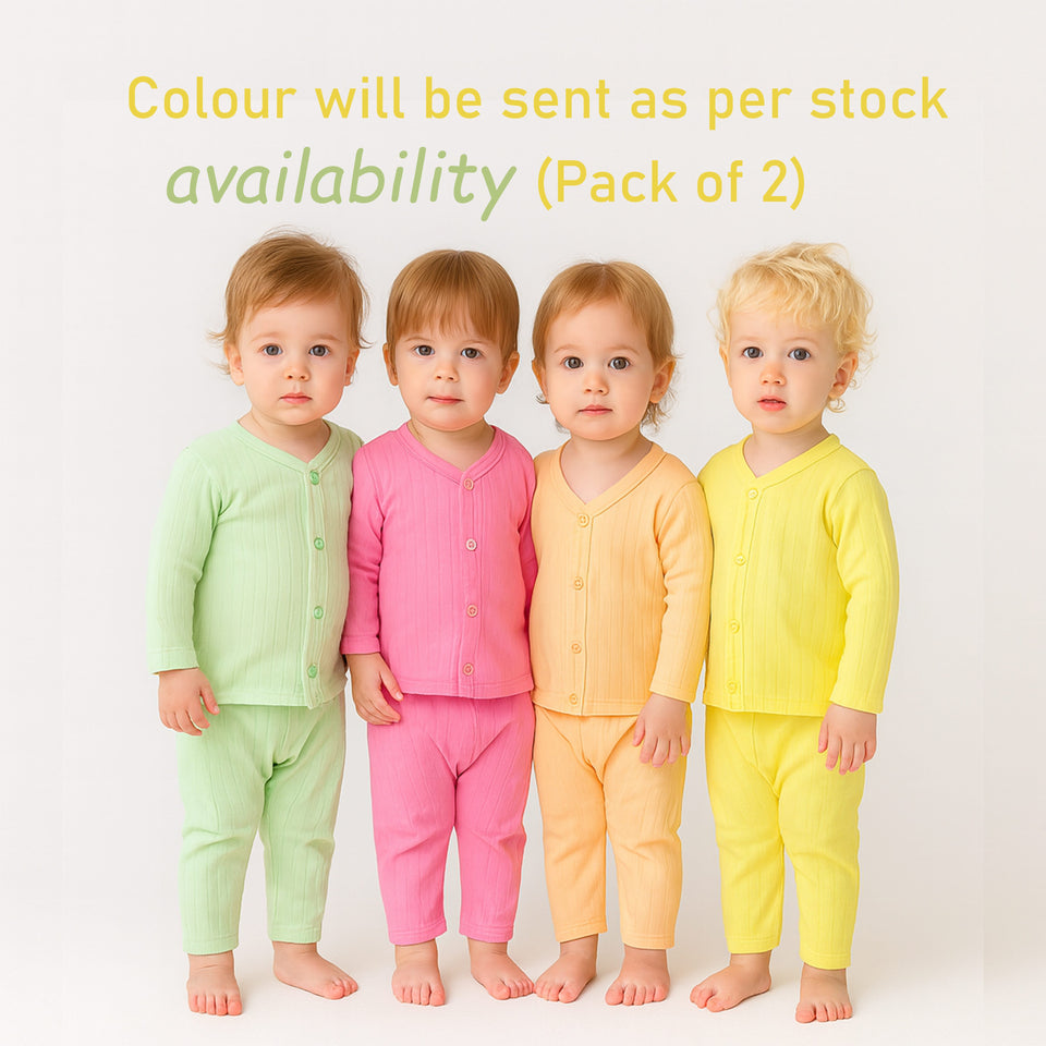 Fareto Baby front open Winter season thermal set(Pack of 2) Colours may vary